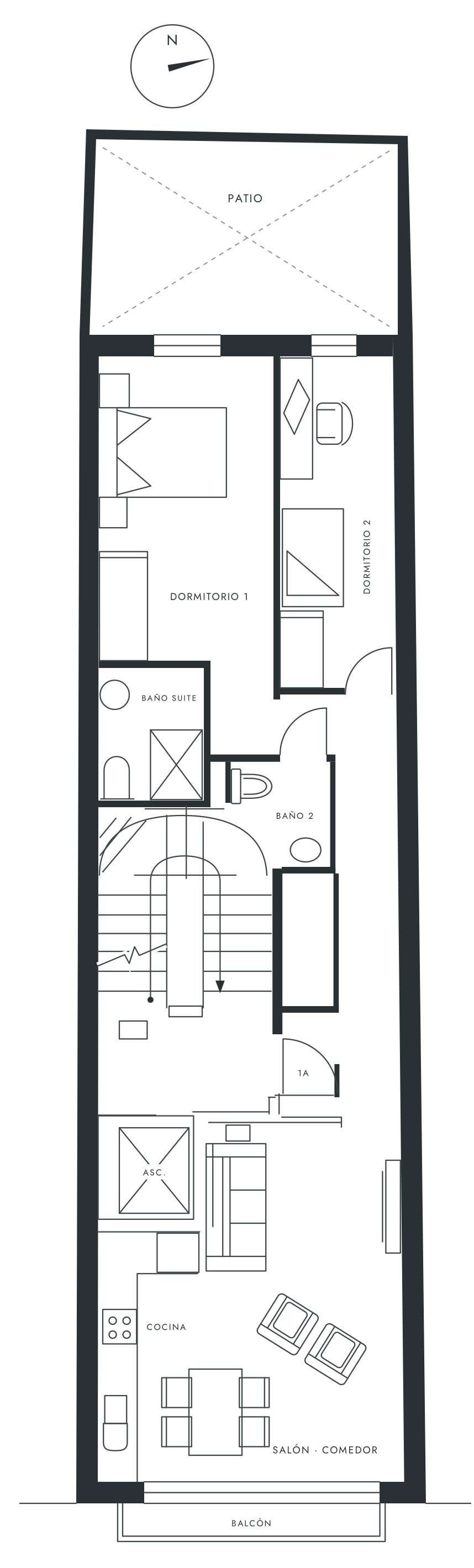 Plano de la vivienda tipo de planta primera